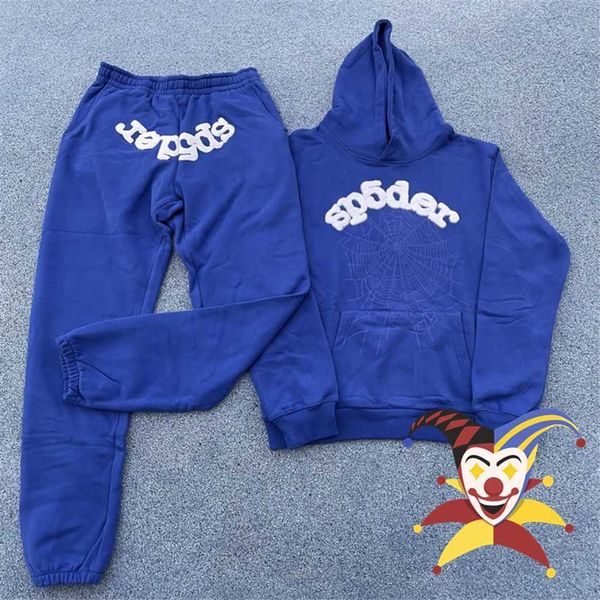 

designer men's hoodies sweatshirts blue sp5der 555555 hoodie men women foam printing spider web hooded young thug pullovertf4s, Black