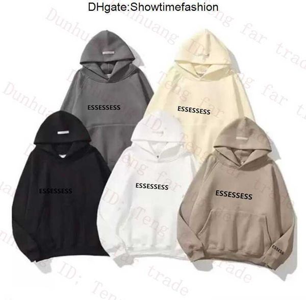 

men's hoodies sweatshirts ess designer warm hoody sweatshirt hooded mens women streetwear pullover white grey loose jum qhtg, Black