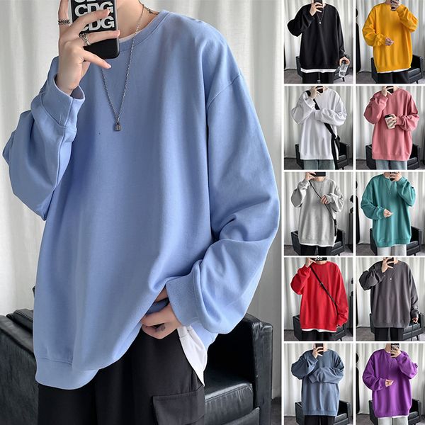

men's hoodies sweatshirts autumn baggy sweatshirt crewneck hip hop loose pullover korean fashion allmatch multicolor harajuku sale 230, Black