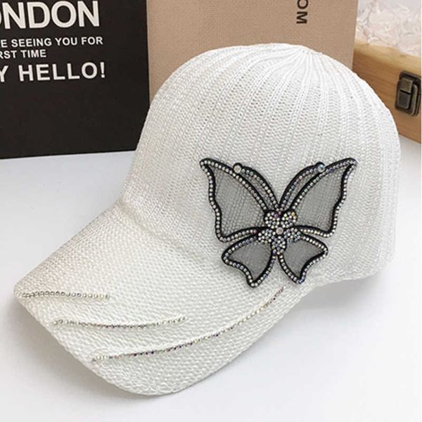 

ball caps baseball cap women big butterfly hat denim bling rhinestone snapback caps casquette summer breathable sun hatj230227, Blue;gray