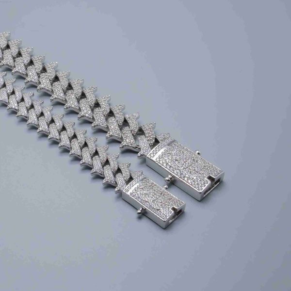 

designer jewelry holycome hip hop iced out miami gold plated cuban link chain luxury fashion zircon cuban link chain, Silver