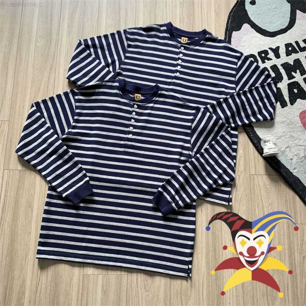 

2022fw black stripe human made t-shirt men women long sleeve t shirt tee streetwear 0227, White;black