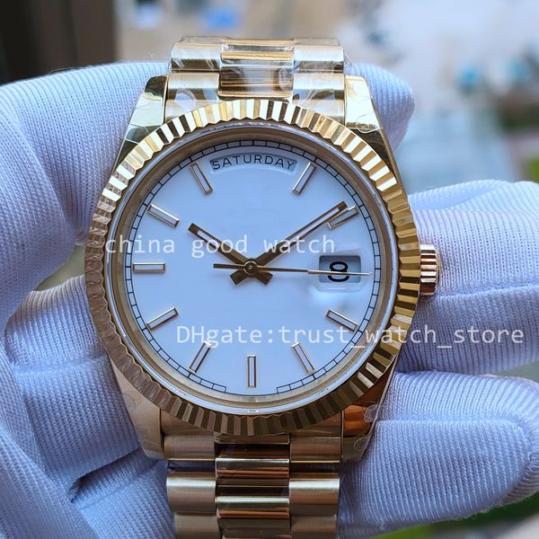 

menes watch bp factory 40mm automatic movement yellow gold white dial with date men steel strap bpf sapphire waterproof luminous wristwatche, Slivery;black