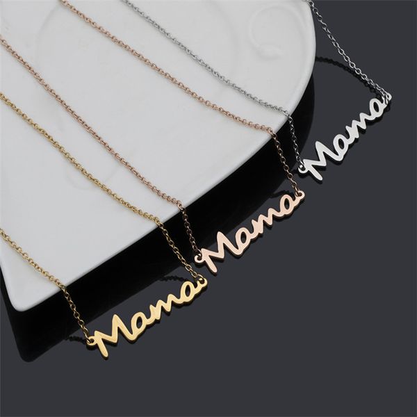 

fashion mothers day rose gold mama letters pendants designer necklace woman south american silver plated pendant alloy necklaces fashion jew