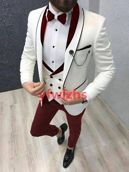

wedding tuxedos one button men suits groomsmen shawl lapel groom tuxedos wedding/prom man blazer jacket pants vest tie w12513, Black;gray