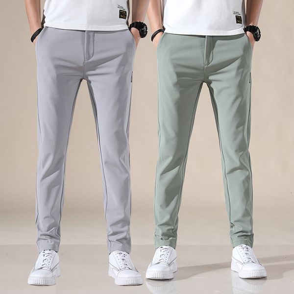 

men's pants spring summer men's casual pants men's thin pants slim fit work elastic waist jogging pants men's plus size, Black