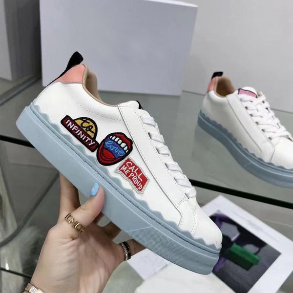 

shoes casual platform gym women travel leather lace-up trainers sneaker 100% cowhide letters thick bottom woman designer flat lady sneakers, Black
