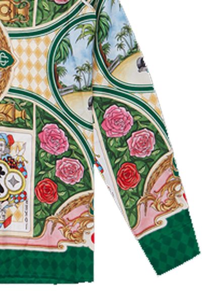 

23ss new casablanca designer shirt men and women original product king poker green flower cuban neck hawaiian long sleeve shirts for, White;black
