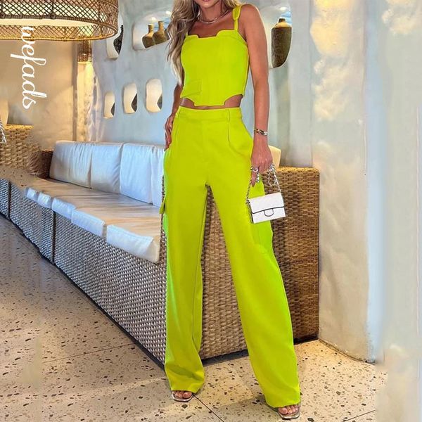 

womens two piece pants wefads women two piece set summer fashion suspender sleeveless slim solid loose with pockets pants sets high streetwe, White