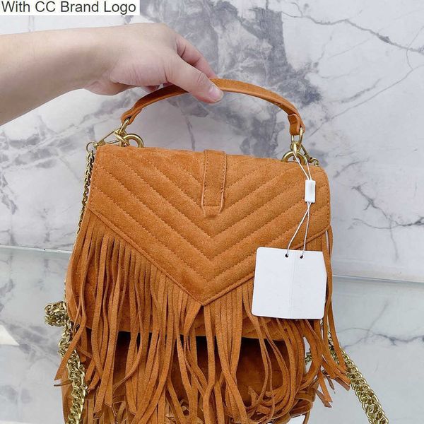 

cc brand totes designer suede tassel kate envelope bags with handle totes classic v shaped stitch textured leather hardware chain crossbody