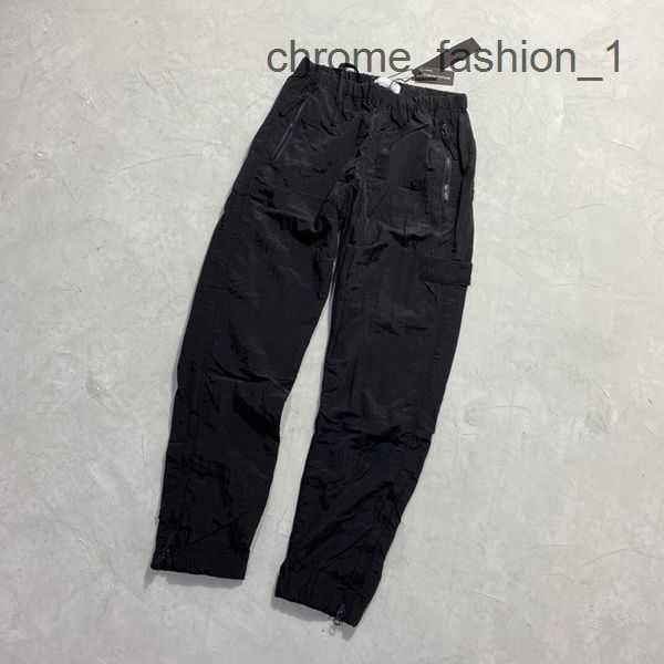 

s tone men's pants brand designers metal nylon pocket embroidered badge trousers thin reflective size m-2xl is land 2 60gn, Black