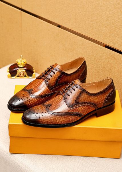 

2023 men's brand crocodile dress shoes men formal business brogue shoes new male casual genuine leather wedding party flats size 38-45, Black