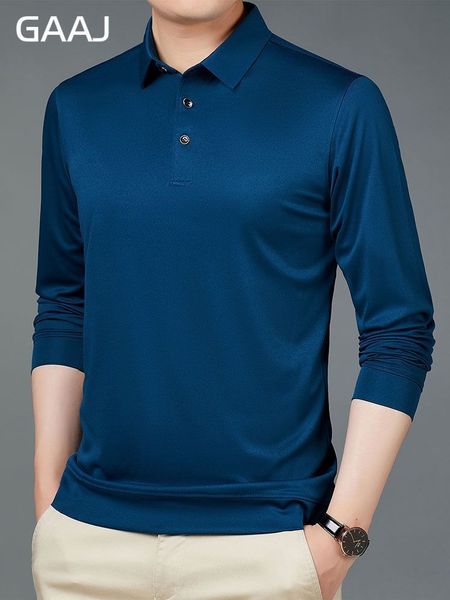 

men's polos gaaj brand polo shirt man business tshirt solid tshirt regular fit tee casual poloshirt long sleeve in fashion man clothing, White;black