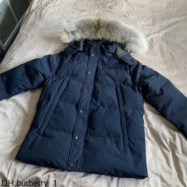 

down jacket parkas mens outerwear high-end hooded wolf fur windproof waterproof padded thicken coat removable cap coats outdoor jackets warm, Black