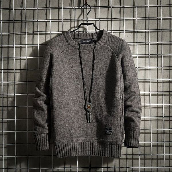 

men's sweaters stylish solid color o-neck knitted all-match sweater men's clothing autumn oversized casual pullovers korean 23022, White;black