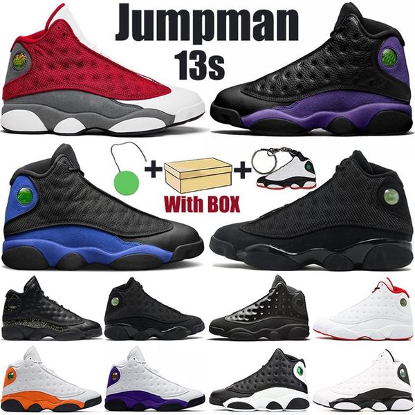 

with box 13s mens basketball shoes jumpman 13 court purple hyper royal red flint gold glitter aurora green men women sports traine2469