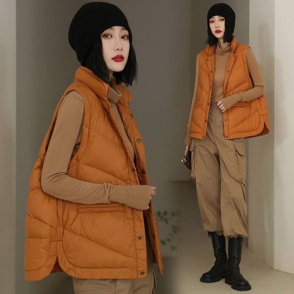 

women s vests style korean lightweight short cotton winter coat 230228, Black;white