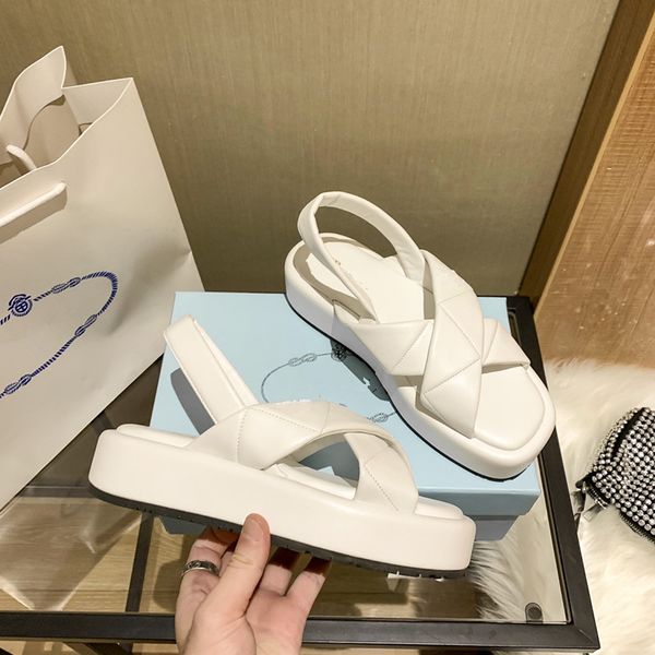 

black white nappa leather quilted slippers women slingback platform sandal italy criss cross flatform sandals slip on mule pillow slides fli