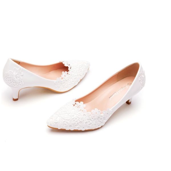 

high heel wedding shoes bride beaded luxury designer white lace cinderella pumps poined toe rhinestones bridal shoes pgraph plus size shoe, Black