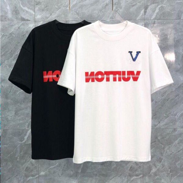 

woman t shirts 2022ss early spring new high-grade cotton printed t-shirt round neck stitching pullover short sleeves size m-xxxl color jrhm, White;black