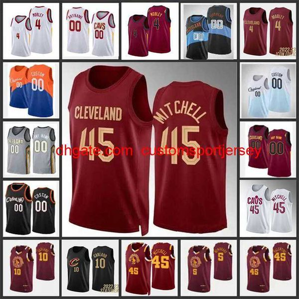 

2022 donovan mitchell basketball jerseys darius garland arrett allen evan mobley isaac okoro caris levert love rubio 75th anniversary jersey, Black