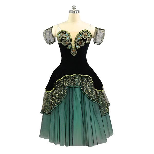 

stage wear girls black green professional ballet long dress competition costume women ballet skirt romantic girls performance jnbl134, Black;red