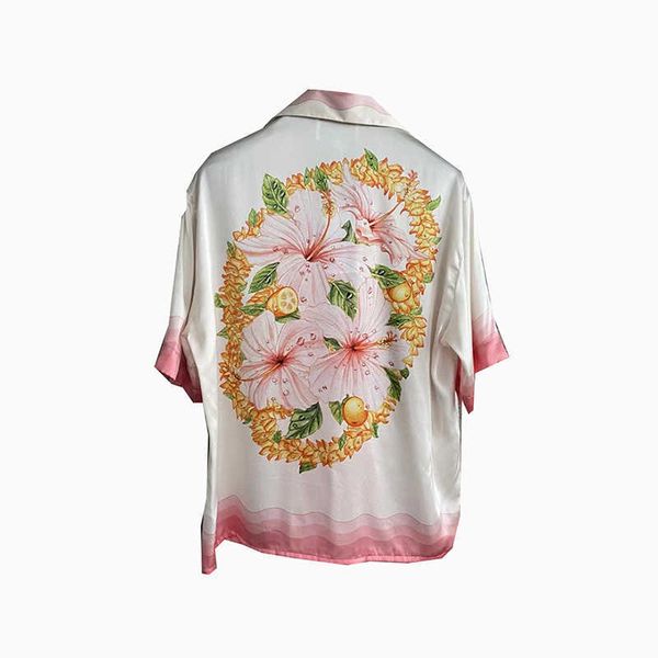

23ss new casablanca designer classic shirt men and women fashion pink flower couple casual hawaiian short sleeve shirt, White;black