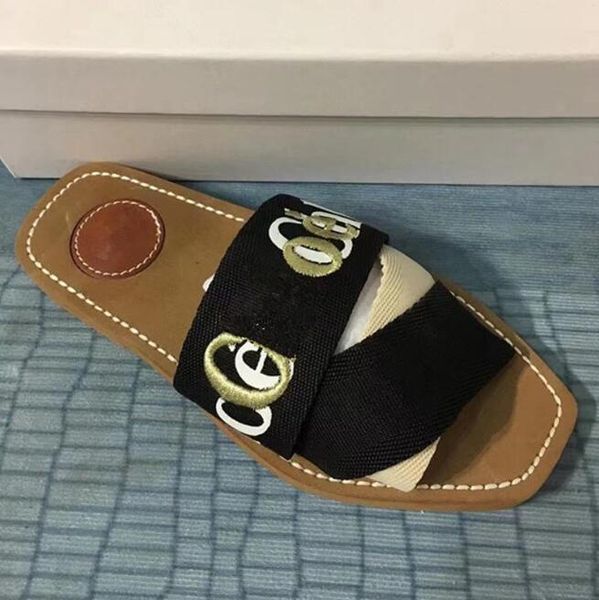 

2023 designer letter women sandals shoes flops genuine slippers casual ladies flat slipper summer outdoor beach loafer party holiday fashion, Black