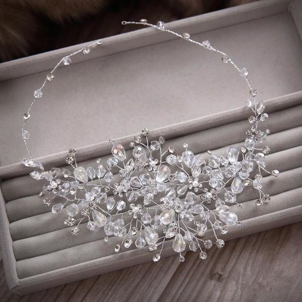 

wedding hair jewelry bride handmade headdress crystal headband bridal accessories s230225, Slivery;golden
