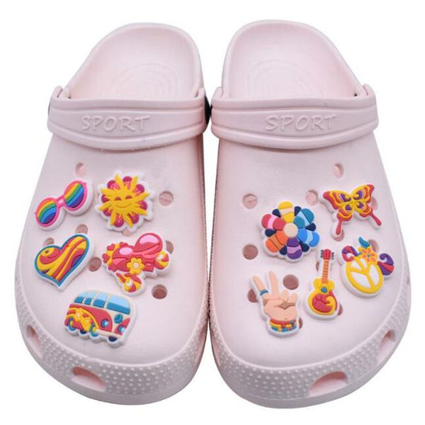 

cute cartoon kid croc shoe charms accessories clog soft rubber charm buckle shoe flowers fashion decoration, White;pink