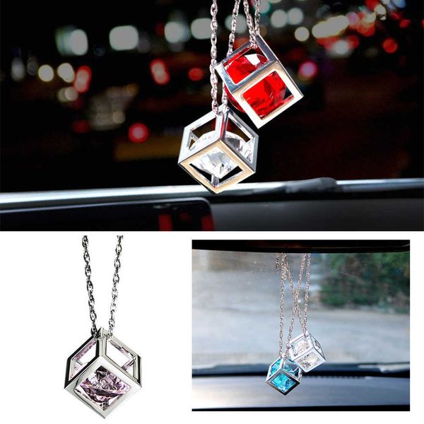 

decorations 1pcs pendant crystals cube car charms rear view mirror decoration automobile ornaments hanging interior suspension r230228