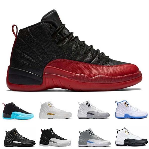 

12 12s basketball shoes flu game the master playoffs men sport black nylon athletic trainers sneakers us 8-13303b