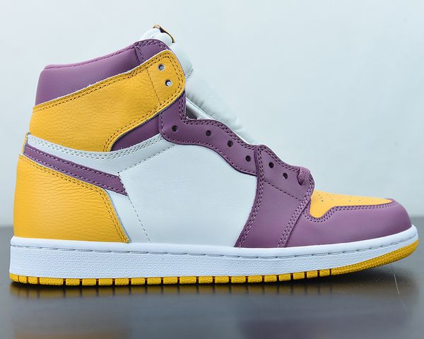 

jumpman 1 high og brotherhood basketball shoes 1s white purple yellow mens womens trainers sports sneakers with box