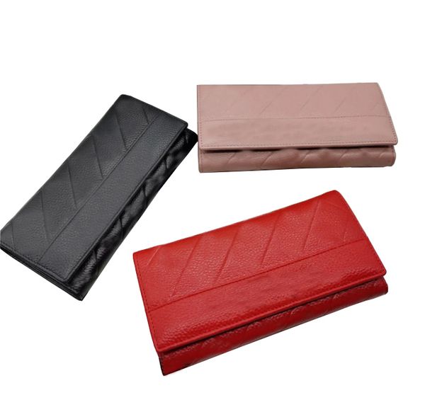 

luxury designer women's purse zipper card bag purse leather handbag clip bag latest logo, Red;black