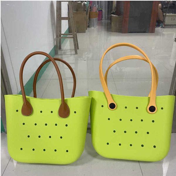 

beach bags new design charms women beach waterproof tote bags custom summer rubber totes large fashion eva plastic silicone bag with holes 0