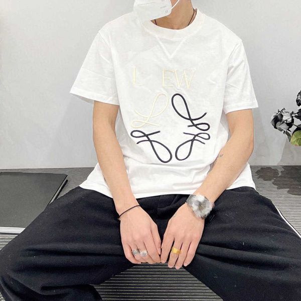 

the version is different from the market embroidered cotton short-sleeved t-shirt casual os loose tee, White;black