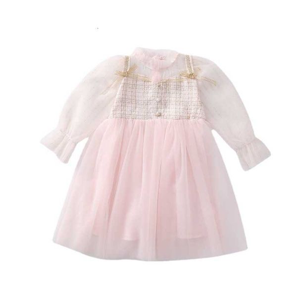 

girls' 1ess spring 2023 new korean version westernized big girls' princess skirt 1ffy yarn skirt trend, Blue