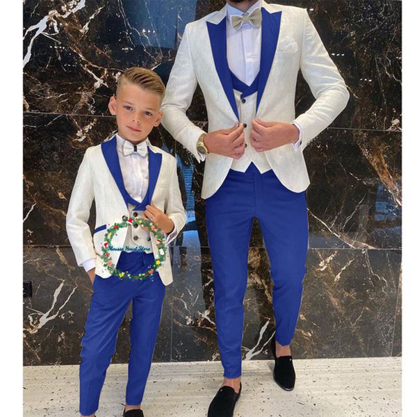 

men's suits blazers jacquard double breasted boys suit 3 pieces formal kids blazer vest pants for wedding slim fit jacket tuxedo set 23, White;black