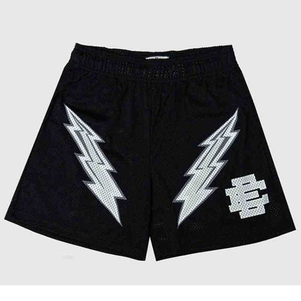 

men's casual shorts eric emanuel ee basic black lightning running fitness sports pants summer gyms workout mesh, White;black