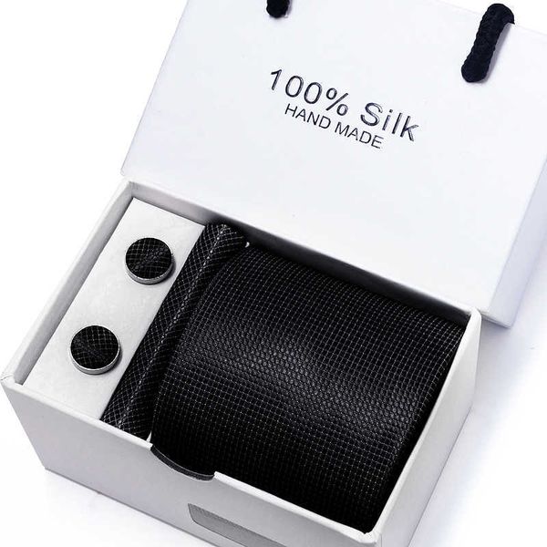 

neck ties great quality silk luxury holiday gift tie pocket squares cufflink set necktie box man dot wedding accessories fit workplace j2302, Blue;purple