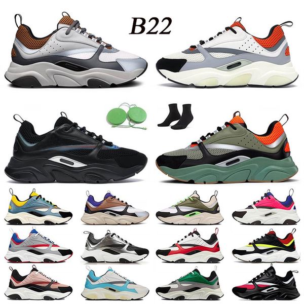 

b22 men women shoe low r casual shoes leather b22s calfskin sneakers technology mesh runners 22 platform loafers traine235v, Black