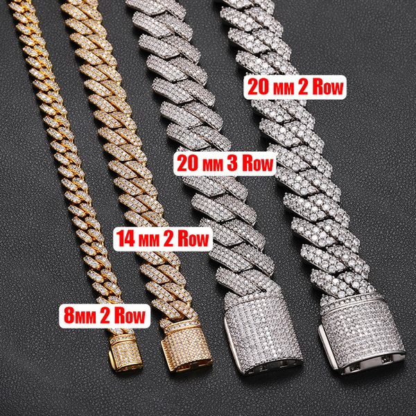 

pendant necklaces hip hop iced out paved 8mm 13mm 20mm full miami curb cuban chain cz bling rapper necklaces for men jewelry 230228, Silver