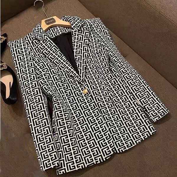 

womens suits blazers tide brand retro fashion designer maze series suit jacket lion single-breasted slim plus size women's clothing, White;black