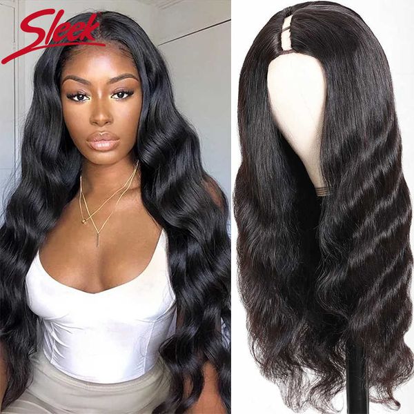 

synthetic wigs sleek u part wig body wave human hair s for women brazilian remy glueless wavy upart natural black s 230227