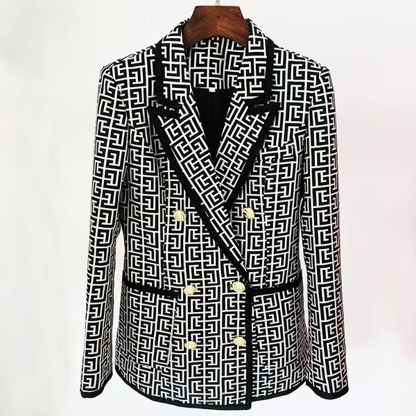 

womens suits blazers tide brand retro fashion designer presbyopic maze series suit jacket lion double-breasted slim plus size women's c, White;black