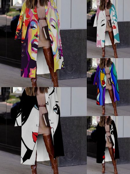 

women's wool blends coat fashion women autumn and winter tweed lapel print europe america clothing 230227, Black