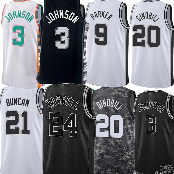 

men basketball tony parker manu ginobili tim duncan jerseys romeo langford devin vassell jeremy sochan keldon johnson devonte' graham z, Black;red