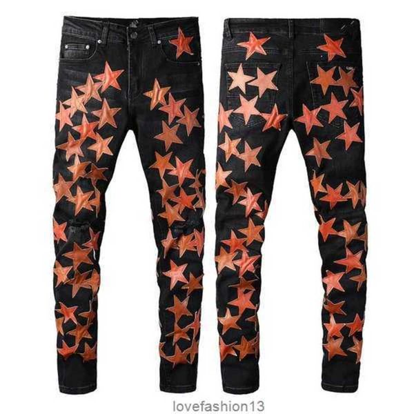 

2023 capri pants mens denim embroidery pants fashion holes trouser us size 28-40 hip hop distressed zipper for male, Blue