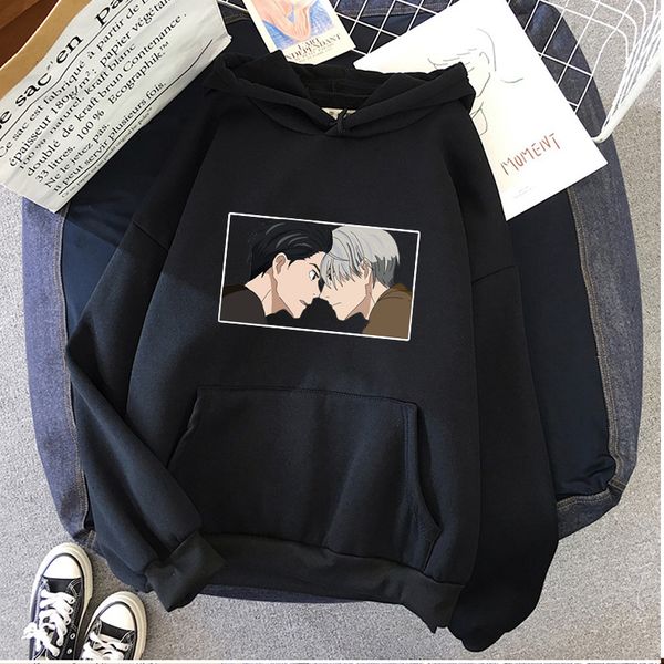 

women's hoodies sweatshirts japanese anime yuri on ice printed women funny victor nikiforov manga graphic casual loose pullover sweatsh, Black