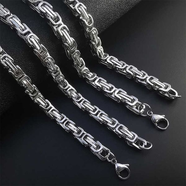 

fashion hip hop colorless stainless steel necklace men's american necklace titanium steel emperor chain men's necklace, Silver